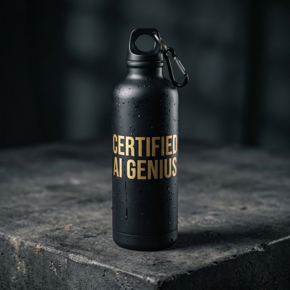Certified AI Genius water bottle