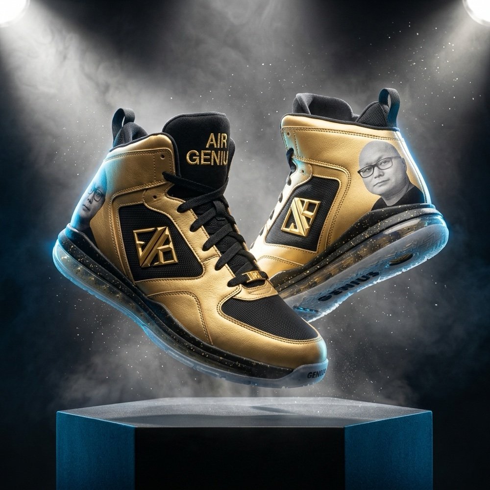 Air Genius gold high-top sneakers